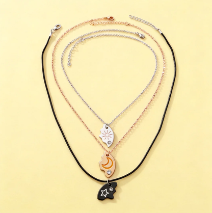 Magnetic Rhinestone Star, Moon & Sun Necklaces (3pc) – Connect as One