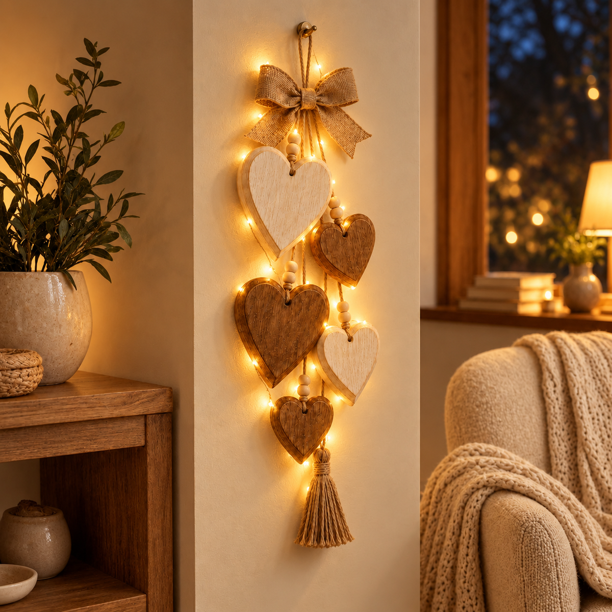 Rustic Heart & Wildflower Wall Hanging – Solid Wood Farmhouse Décor