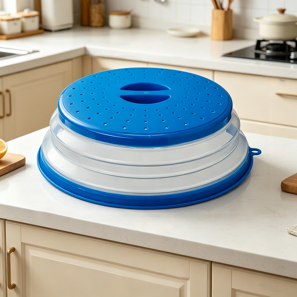 Multifunctional Collapsible Silicone Food Cover — Oil-Resistant & Splash-Proof