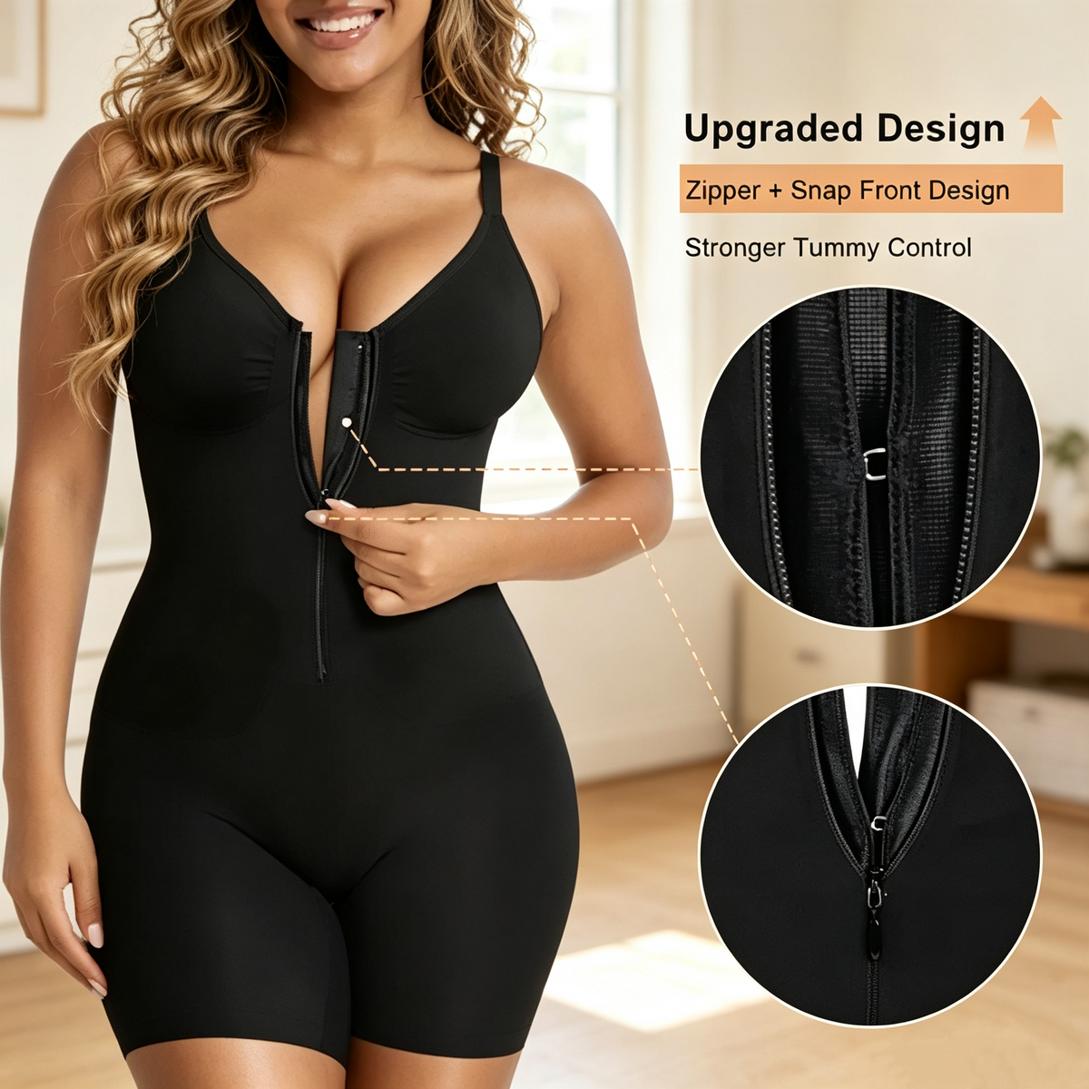 Women's Zip-Front Shapewear Bodysuit – Tummy Control & Waist Sculpting