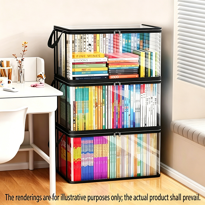 Transparent PVC Storage Box with Lid Large Capacity, Foldable