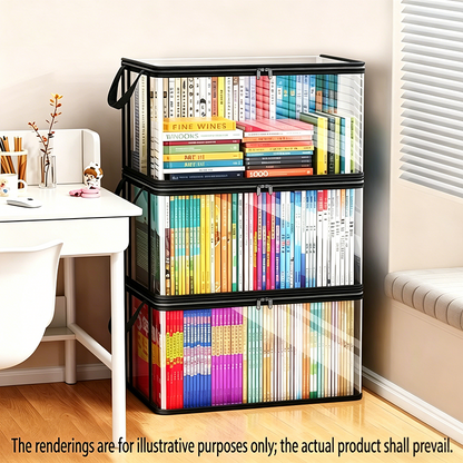 Transparent PVC Storage Box with Lid Large Capacity, Foldable