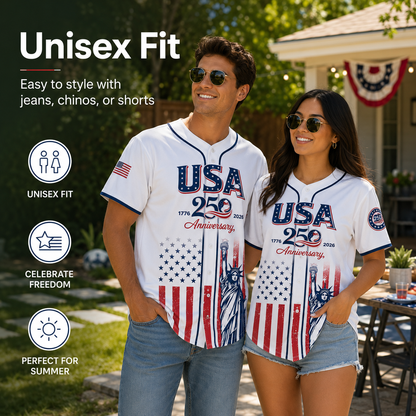 USA 250th Anniversary Patriotic Baseball Jersey