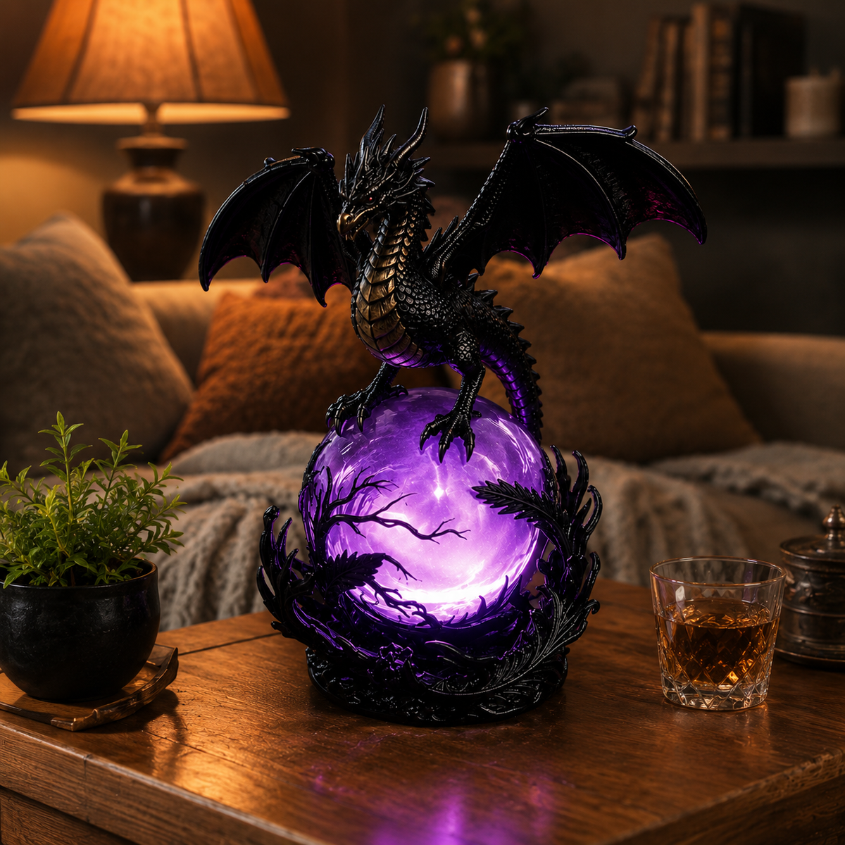 Free Shipping Gothic Dragon LED Crystal Ball Lamp — Dark Aesthetic Decor