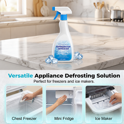 Extra-Large Capacity Refrigerator De-Icing Spray – One Bottle Works Like Three