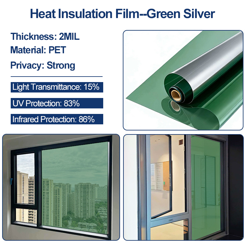 Static Cling Window Privacy Film UV Blocking Mirror Tint