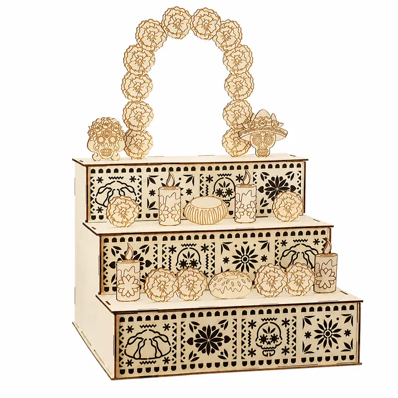 Last Day 49% OFF - Day of the Dead Wooden Altar Display Set | Death is not the end of life, forgetting is(Buy 2 Free Shipping)