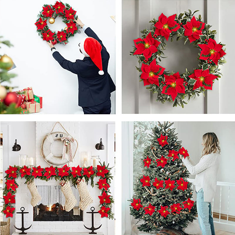 Christmas Poinsettia LED Garland String Lights