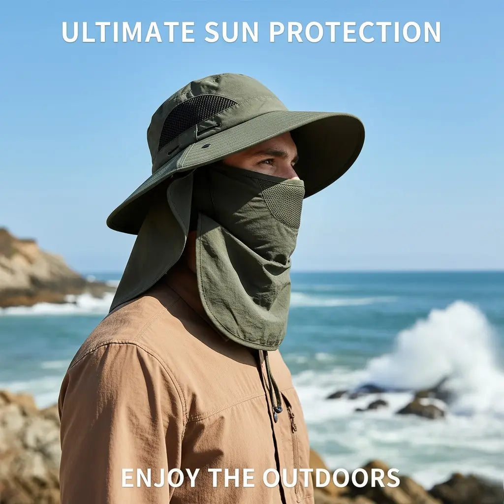 Detachable Outdoor Fishing Face Covering Neck Protection Sun Hat