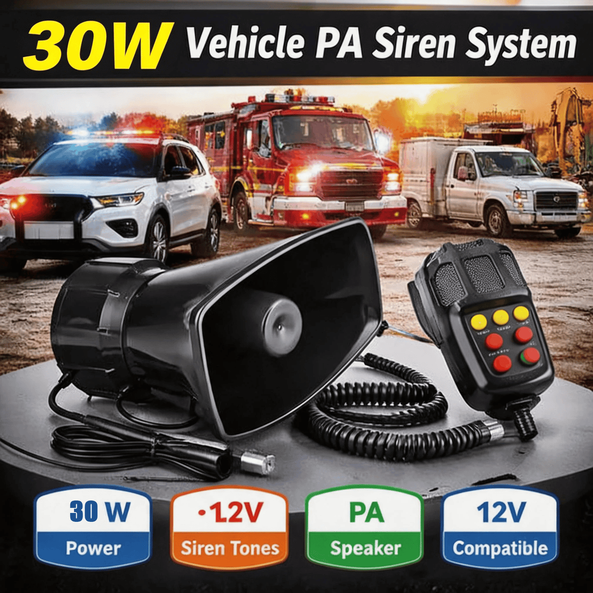 7-Mode Horn with Microphone - PA Siren | Loudspeaker Modification | Ultra-Loud Warning Horn