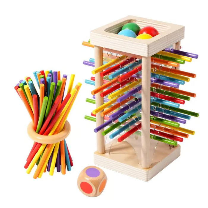 Wooden Stick Game, Colorful Educational Toy for Cognitive Development & Focus Training, Includes Mixed Colors Sticks and one-level Puzzle
