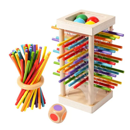 Wooden Stick Game, Colorful Educational Toy for Cognitive Development & Focus Training, Includes Mixed Colors Sticks and one-level Puzzle