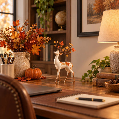 Autumn Leaf Antler Deer Figurine