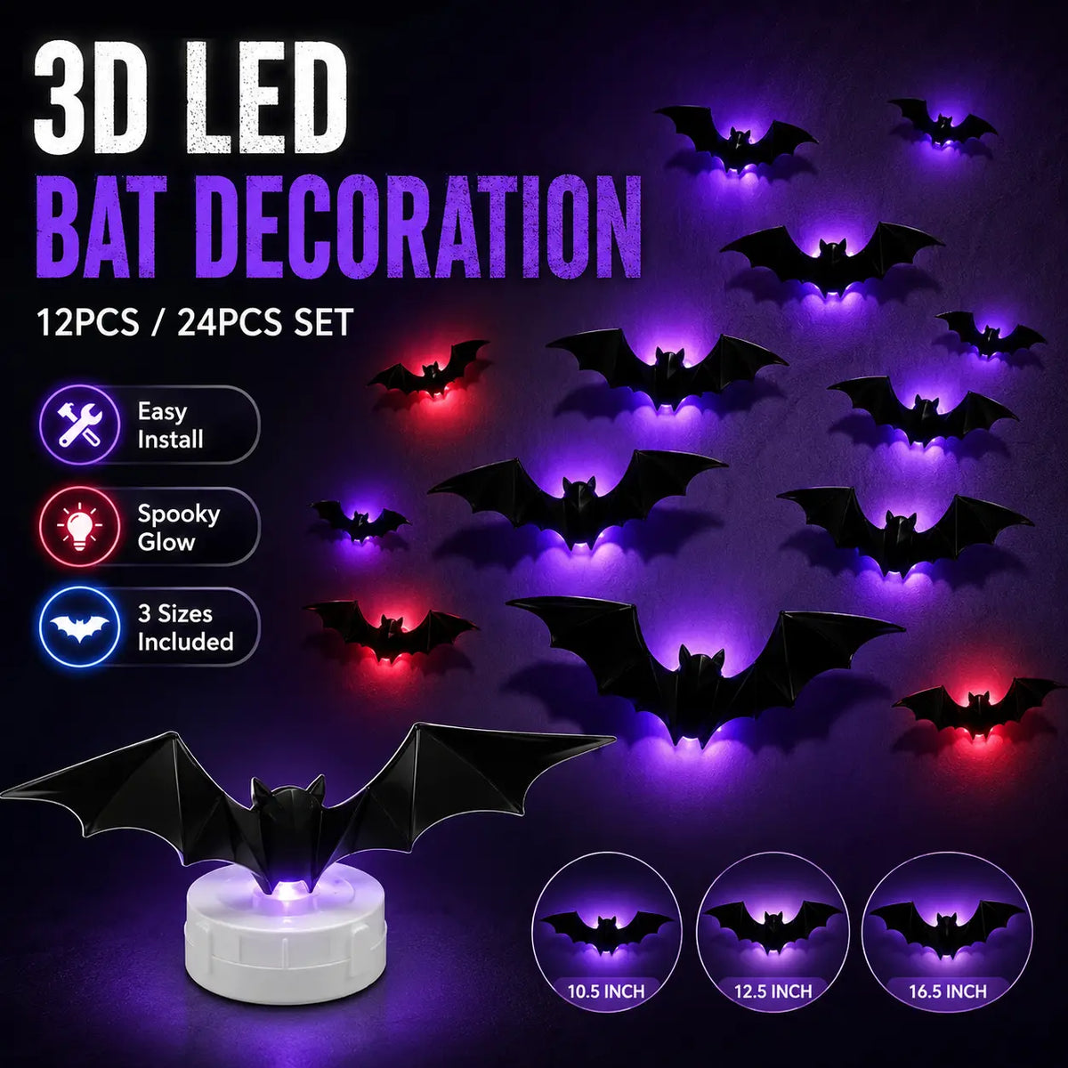 Ready for Halloween? LED Glowing Bat Wall Lights for Spooky Day