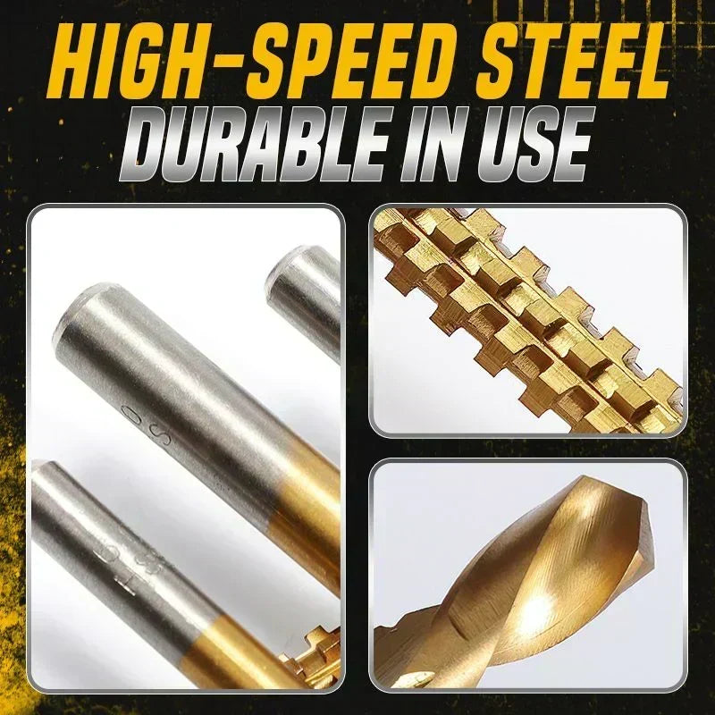 High-Speed Steel Drill Bit Set Titanium-Coated & Multi-Material Ready