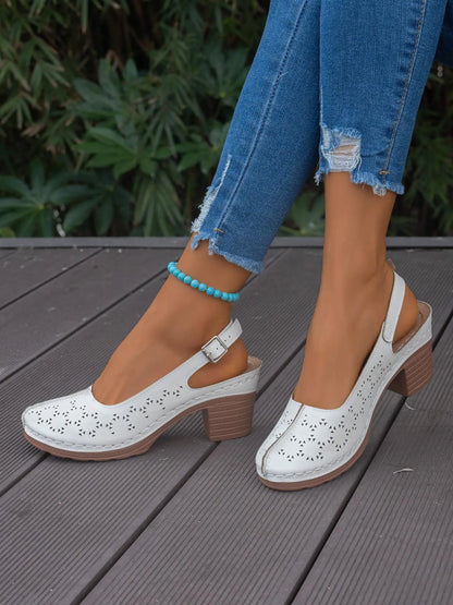 Women's Wedge Sandals – Cut-Out, High Heel