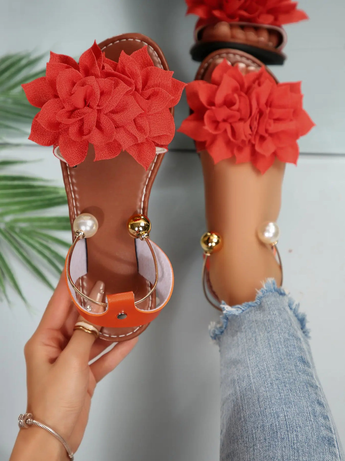 Women's Boho Pearl Sandals – Open Toe