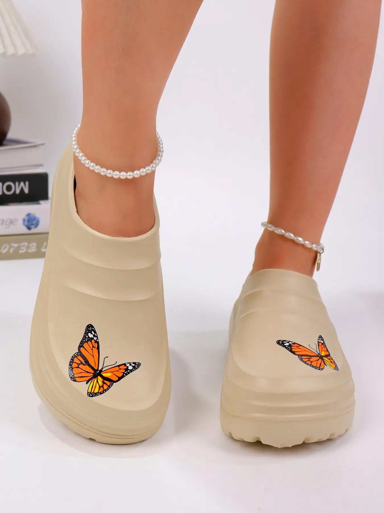 Women's Butterfly Print EVA Slippers – Slip-On, Lightweight