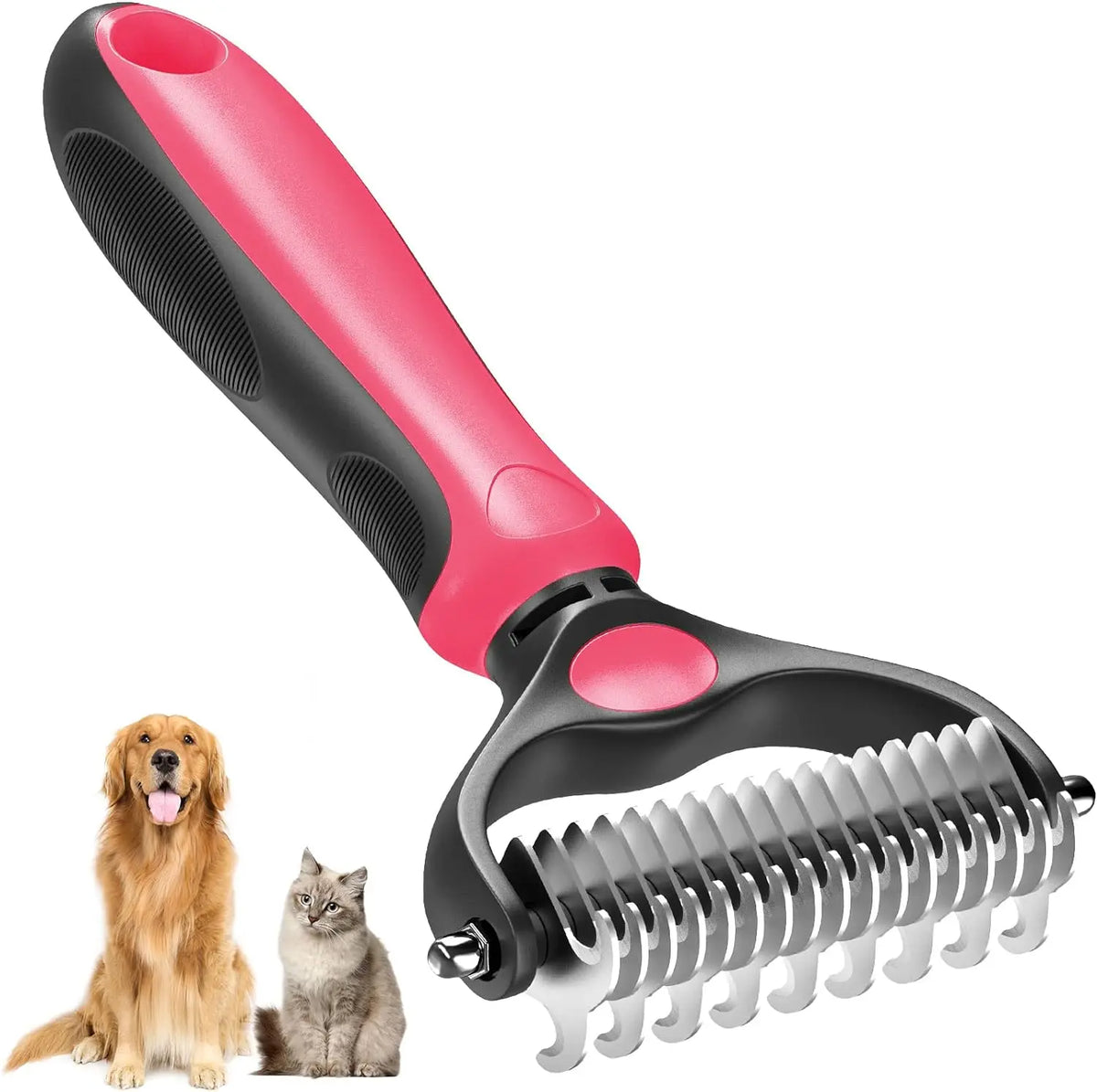 Pet Grooming Brush — Painless Shedding & Detangling Comb