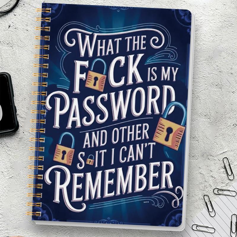 Funny Password Notebook - Spiral Bound with Lock Icons
