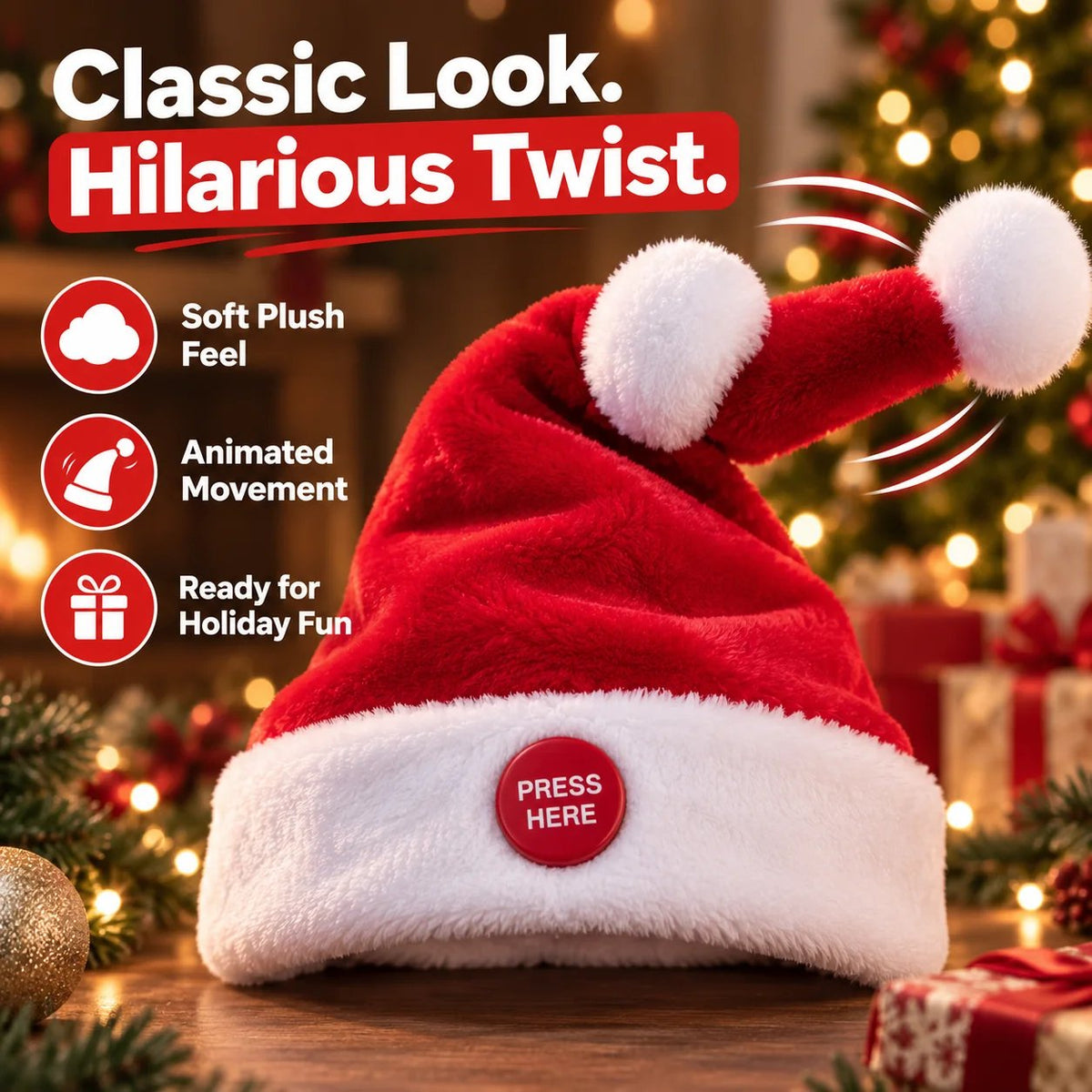 Singing & Dancing Santa Hat — Animated Christmas Party Hat(Buy 2 Free Shipping)