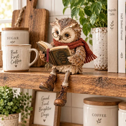 Reading Owl Figurine – Whimsical Book Lover Decor