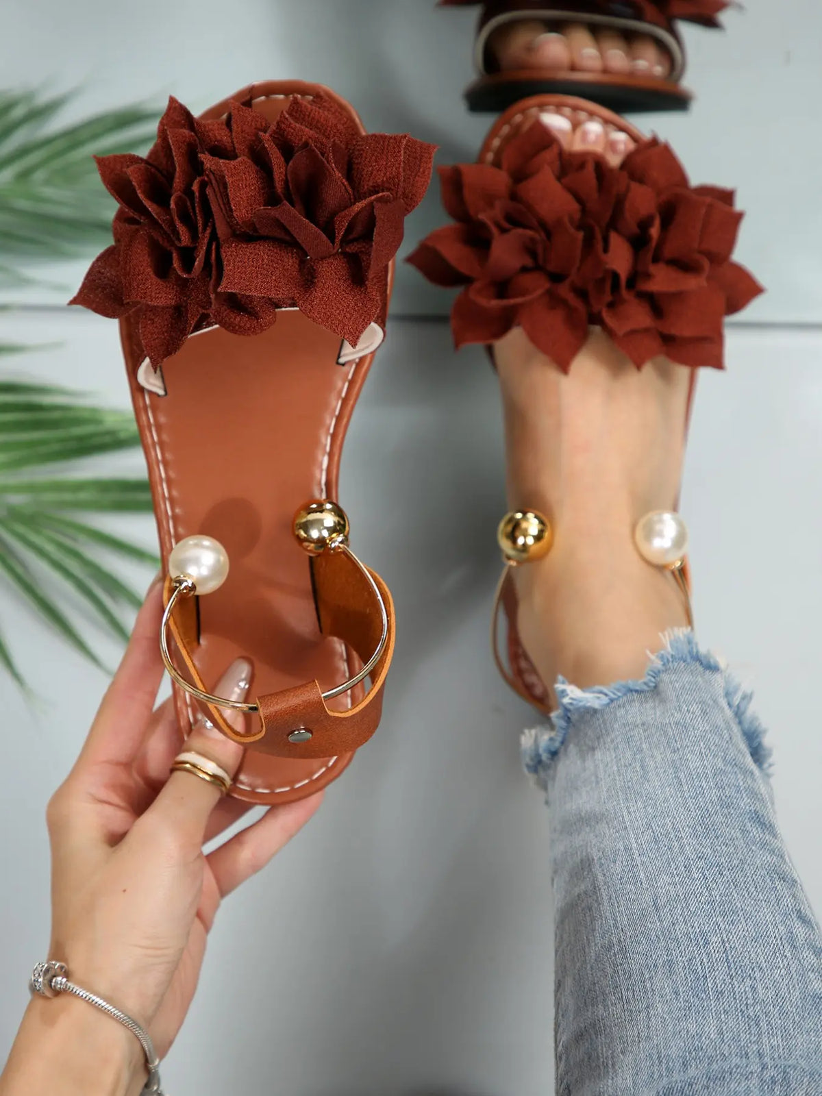 Women's Boho Pearl Sandals – Open Toe