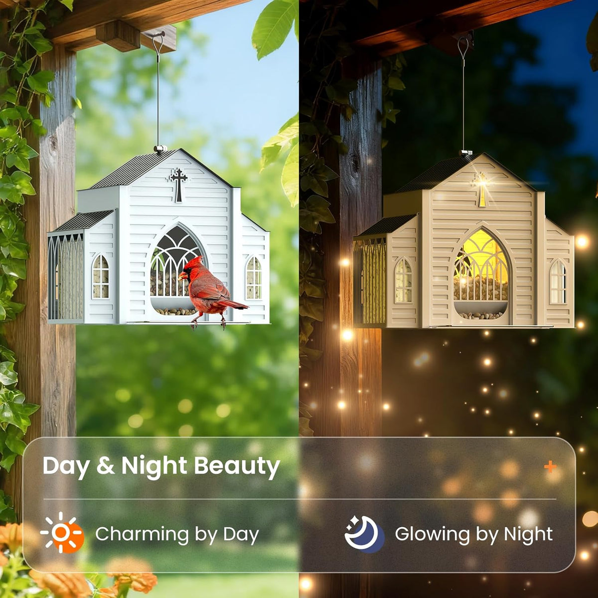 Last Day 50% OFF-Church-Shaped Metal Solar Bird Feeder