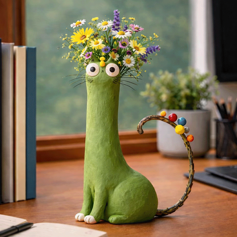 Limited 50%! Quirky Handmade Cat‑Shaped Resin Vase