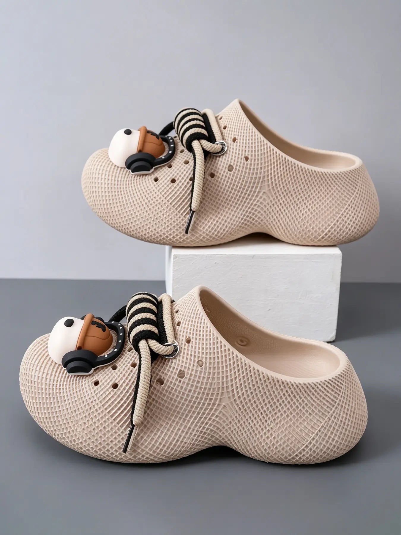 Women's Cartoon Print EVA Slippers – Lace-Up, Lightweight