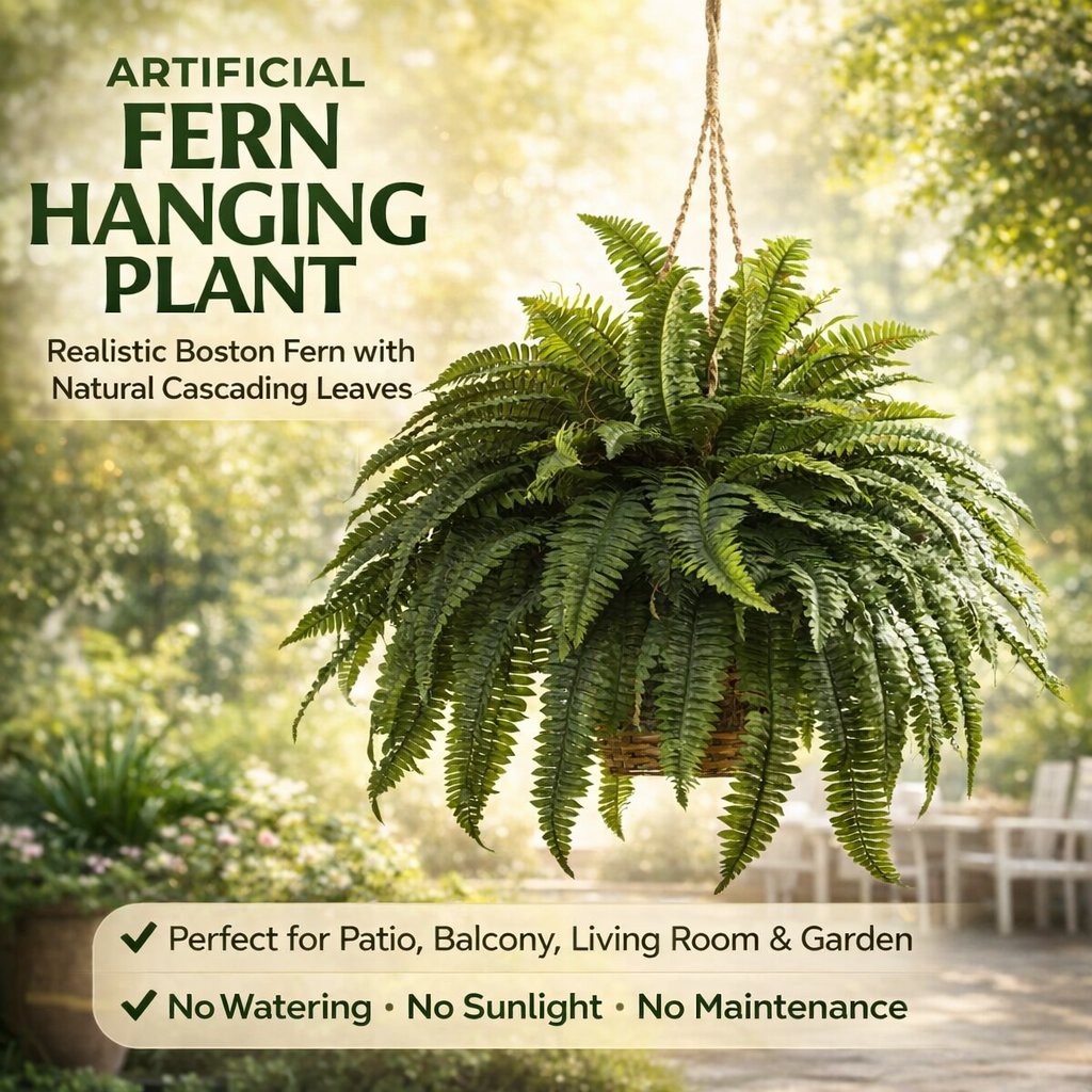 Artificial Hanging Fern Plant – Effortless Greenery for Home & Garden