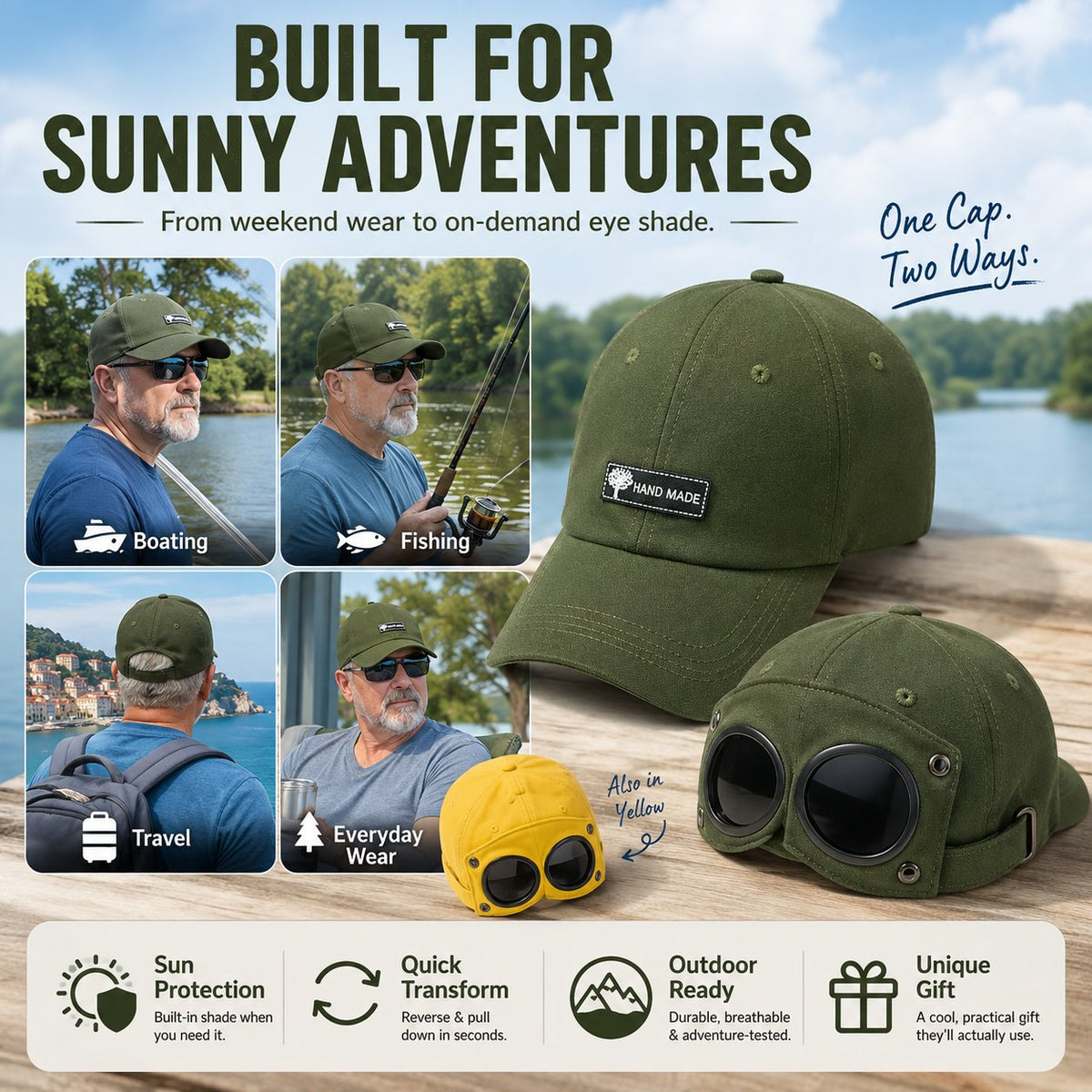 2-in-1 Pilot Baseball Cap