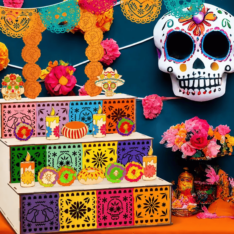 Last Day 49% OFF - Day of the Dead Wooden Altar Display Set | Death is not the end of life, forgetting is(Buy 2 Free Shipping)