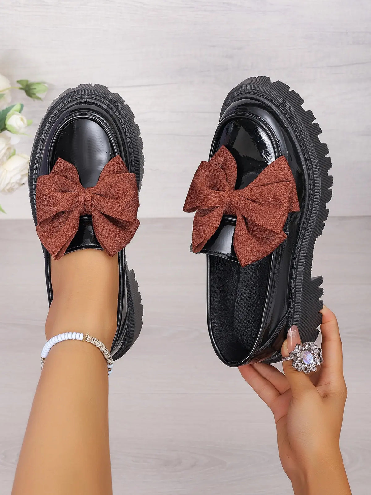 Women's Butterfly Print Loafers – Chunky Sole, Slip-On
