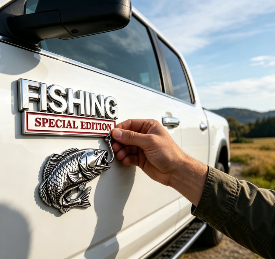 Fishing Special Edition Premium 3D Metal Vehicle Emblem Badge