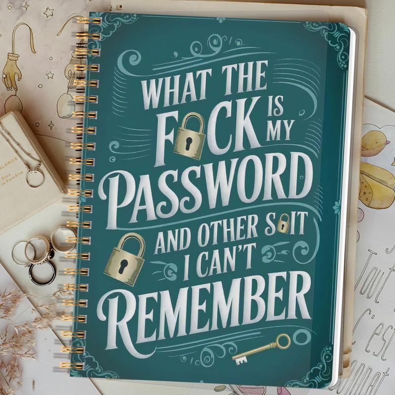 Funny Password Notebook - Spiral Bound with Lock Icons