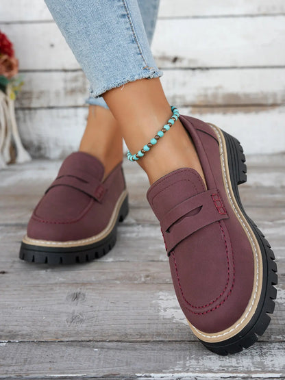 Women's Loafers – Round Toe, Slip-On, Wide Fit