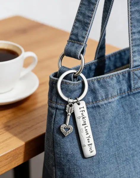 Best Friend Stainless Steel Keychain " I Fxxking Love You Bxxch "