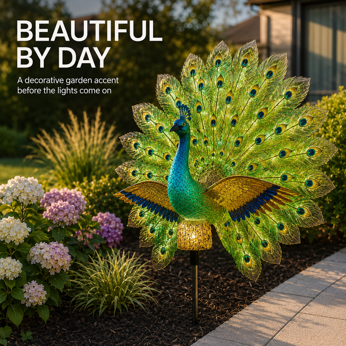 Solar Peacock Garden Sculpture