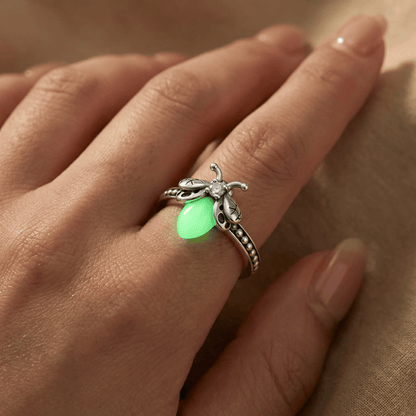 Firefly Glow Ring S925 Silver – Luminous Nature-Inspired Zircon Ring for Women | Cute Night Glow Jewelry Gift for Her