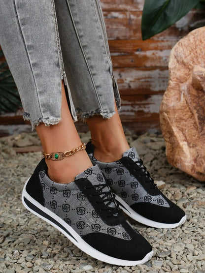 Women's Sport Floral Trainers – Lace-Up, Breathable