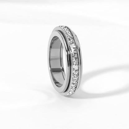 Rotating Crystal Ring, Relieves Anxiety, Symbolizes Vows & Luck, Waterproof & Fade-Resistant