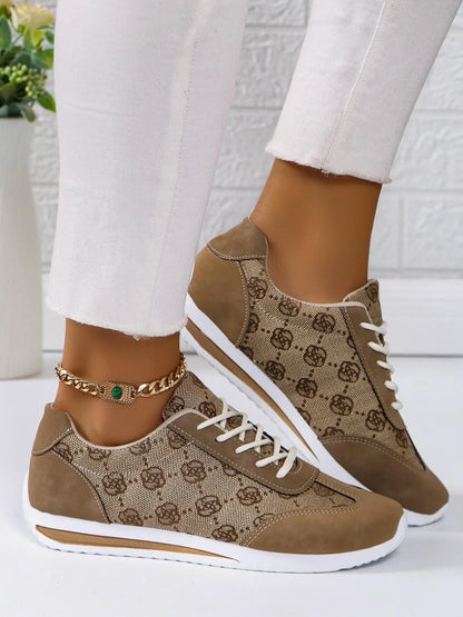Women's Sport Floral Trainers – Lace-Up, Breathable