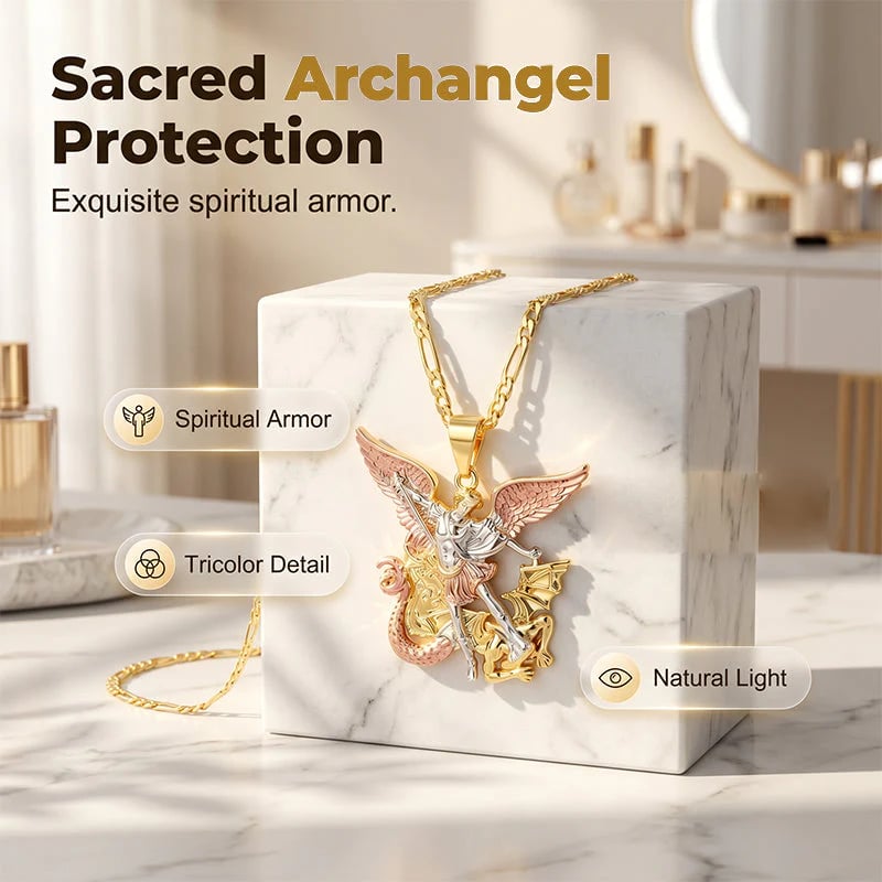 2026 New Arrivals 50% OFFTri-Tone Angel Guardian Pendant Necklace – Elegant & symbolic – Perfect for daily wear or gifting – delicate and meaningful