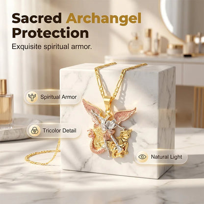 2026 New Arrivals 50% OFFTri-Tone Angel Guardian Pendant Necklace – Elegant & symbolic – Perfect for daily wear or gifting – delicate and meaningful