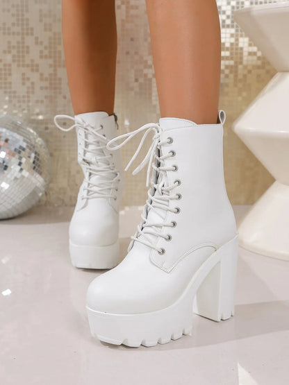 Women's Boots – Platform, Chunky Sole, Lace-Up