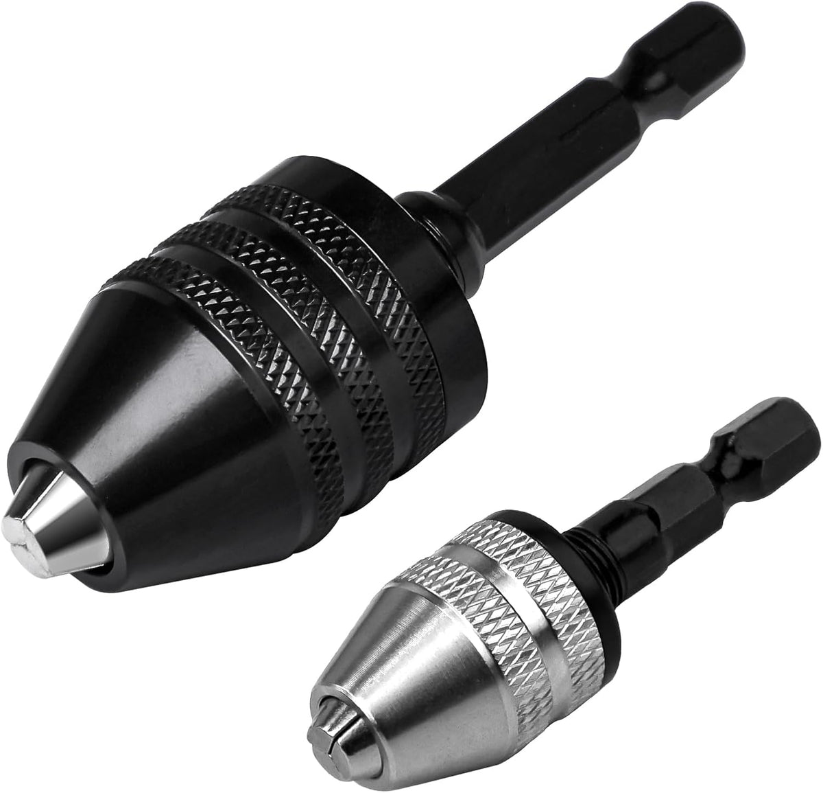 3-Piece Keyless Drill Chuck Adapter Set, 0.3-3.6mm and 0.6-8mm for Impact Drivers and Power Drills