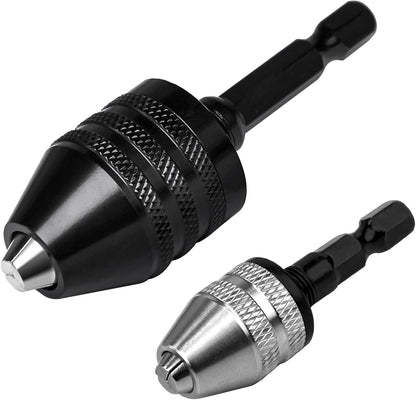 3-Piece Keyless Drill Chuck Adapter Set, 0.3-3.6mm and 0.6-8mm for Impact Drivers and Power Drills