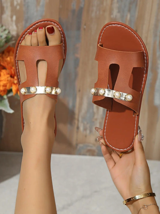 Women's Pearl Slides – Open Toe, Slip-On, Lightweight