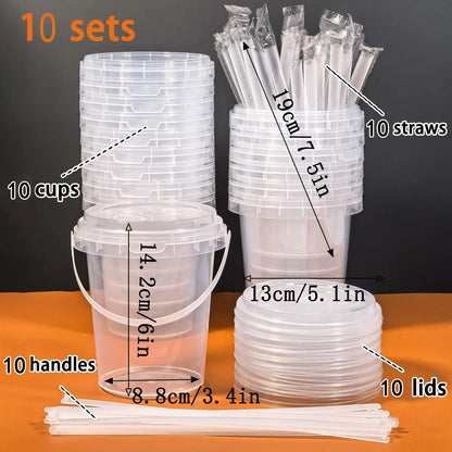 Large Reusable Plastic Cups with Lid & Straw – 3/5/10 Pack (33.81 oz)